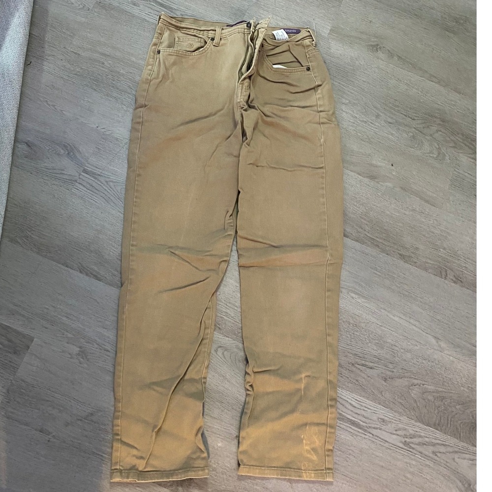 Gloria Vanderbilt Amanda Jeans Womens 12 Tan High Rise Tapered Khaki Pants flaws